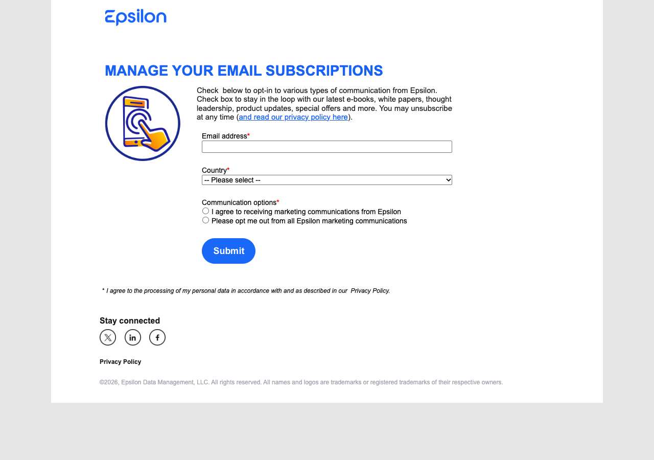 Epsilon opt-out page as loaded on October 5, 2026