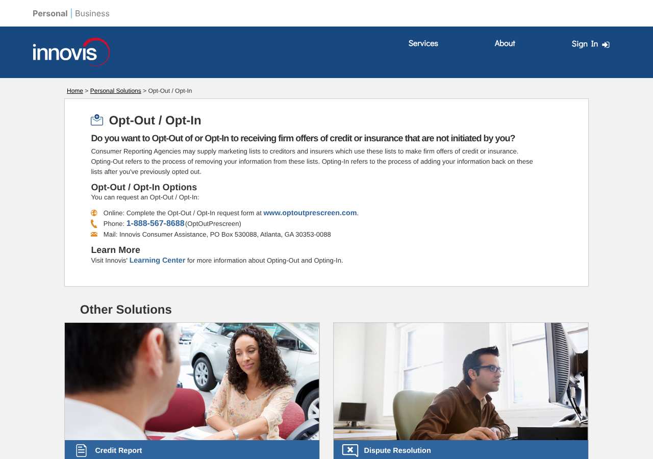 Innovis opt-out page as loaded on October 5, 2026