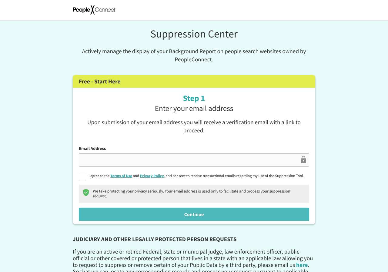 Intelius opt-out page as loaded on October 5, 2026
