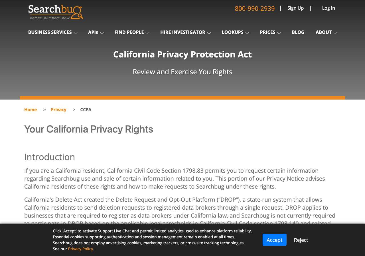 Searchbug, Inc. opt-out page as loaded on October 5, 2026