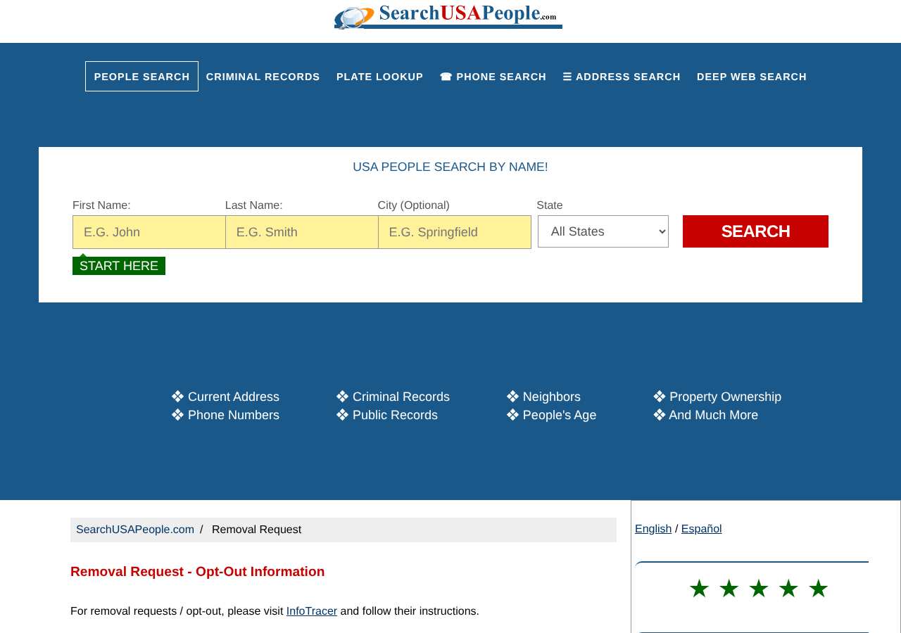 SearchUSAPeople opt-out page as loaded on October 5, 2026